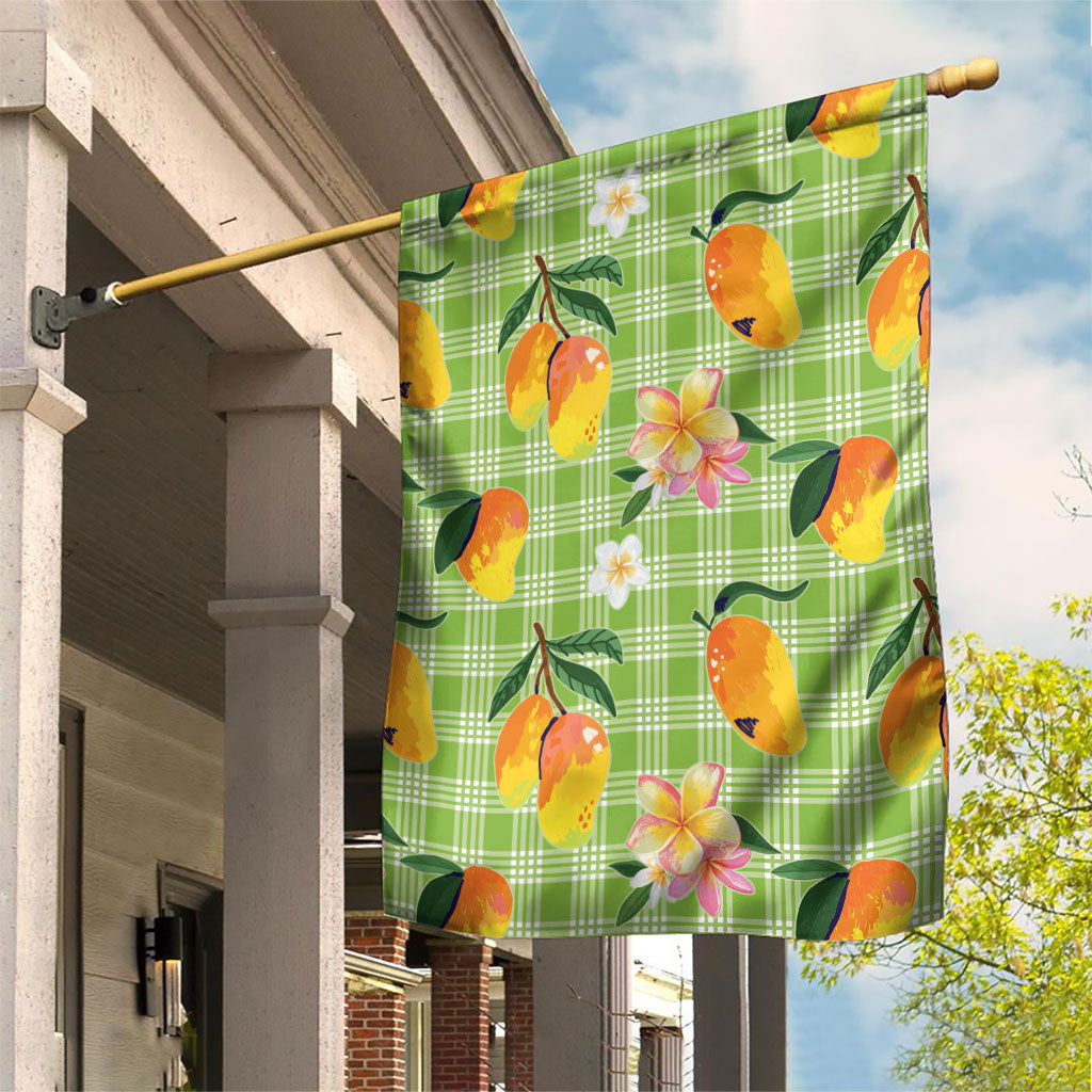 Aloha Hawaii Palaka Print Mango Plumeria Garden Flag Cool Mint LT7 House Flag Mint - Polynesian Pride