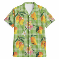 Aloha Hawaii Palaka Print Mango Plumeria Hawaiian Shirt Cool Mint LT7 Mint - Polynesian Pride