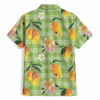 Aloha Hawaii Palaka Print Mango Plumeria Hawaiian Shirt Cool Mint LT7 - Polynesian Pride