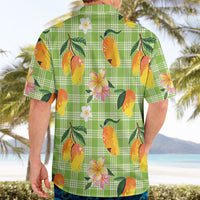 Aloha Hawaii Palaka Print Mango Plumeria Hawaiian Shirt Cool Mint LT7 - Polynesian Pride
