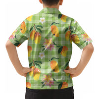 Aloha Hawaii Palaka Print Mango Plumeria Hawaiian Shirt Cool Mint LT7 - Polynesian Pride