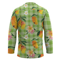 Aloha Hawaii Palaka Print Mango Plumeria Hockey Jersey Cool Mint LT7 - Polynesian Pride