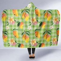 Aloha Hawaii Palaka Print Mango Plumeria Hooded Blanket Cool Mint LT7 One Size Mint - Polynesian Pride