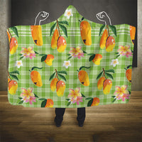 Aloha Hawaii Palaka Print Mango Plumeria Hooded Blanket Cool Mint LT7 - Polynesian Pride