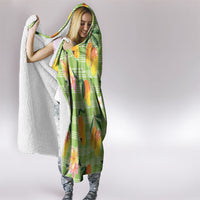 Aloha Hawaii Palaka Print Mango Plumeria Hooded Blanket Cool Mint LT7 - Polynesian Pride