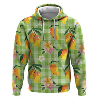 Aloha Hawaii Palaka Print Mango Plumeria Hoodie Cool Mint LT7 Pullover Hoodie Mint - Polynesian Pride
