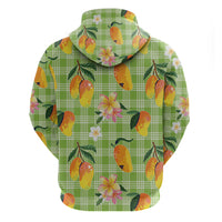 Aloha Hawaii Palaka Print Mango Plumeria Hoodie Cool Mint LT7 - Polynesian Pride