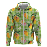 Aloha Hawaii Palaka Print Mango Plumeria Hoodie Cool Mint LT7 Zip Hoodie Mint - Polynesian Pride