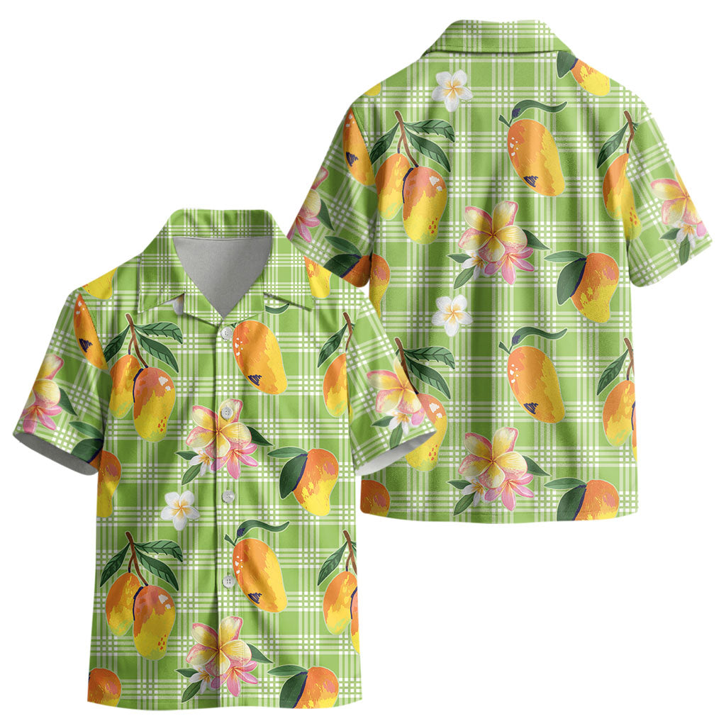 Aloha Hawaii Palaka Print Mango Plumeria Kid Hawaiian Shirt Cool Mint LT7 - Polynesian Pride