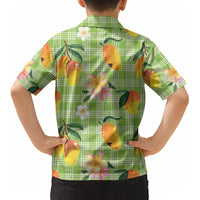 Aloha Hawaii Palaka Print Mango Plumeria Kid Hawaiian Shirt Cool Mint LT7 - Polynesian Pride