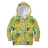 Aloha Hawaii Palaka Print Mango Plumeria Kid Hoodie Cool Mint LT7 Hoodie Mint - Polynesian Pride