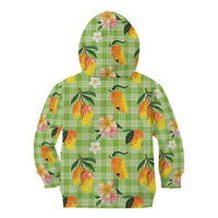 Aloha Hawaii Palaka Print Mango Plumeria Kid Hoodie Cool Mint LT7 - Polynesian Pride