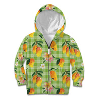 Aloha Hawaii Palaka Print Mango Plumeria Kid Hoodie Cool Mint LT7 Zip Hoodie Mint - Polynesian Pride