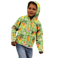 Aloha Hawaii Palaka Print Mango Plumeria Kid Hoodie Cool Mint LT7 - Polynesian Pride