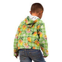Aloha Hawaii Palaka Print Mango Plumeria Kid Hoodie Cool Mint LT7 - Polynesian Pride
