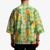 Aloha Hawaii Palaka Print Mango Plumeria Kimono Cool Mint LT7 - Polynesian Pride