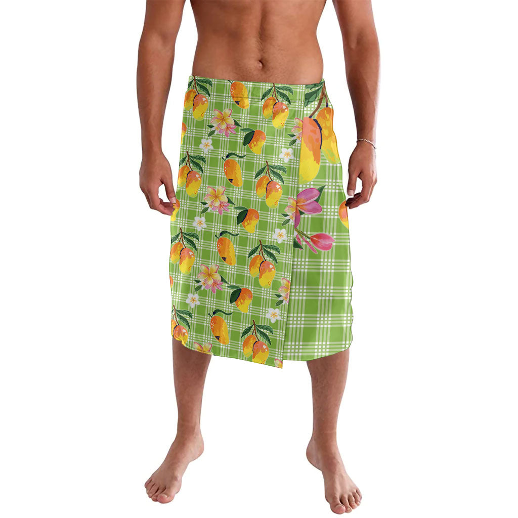 Aloha Hawaii Palaka Print Mango Plumeria Lavalava Cool Mint LT7 Mint - Polynesian Pride