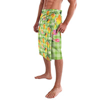 Aloha Hawaii Palaka Print Mango Plumeria Lavalava Cool Mint LT7 - Polynesian Pride