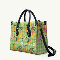 Aloha Hawaii Palaka Print Mango Plumeria Leather Bag Cool Mint LT7 Mint - Polynesian Pride