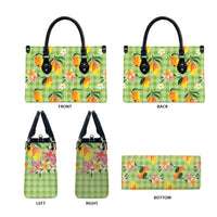 Aloha Hawaii Palaka Print Mango Plumeria Leather Bag Cool Mint LT7 - Polynesian Pride