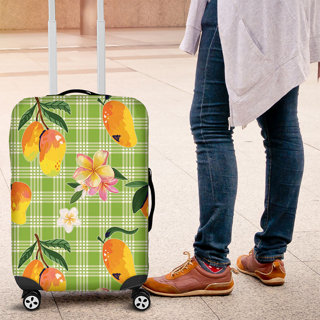 Aloha Hawaii Palaka Print Mango Plumeria Luggage Cover Cool Mint LT7 Mint - Polynesian Pride
