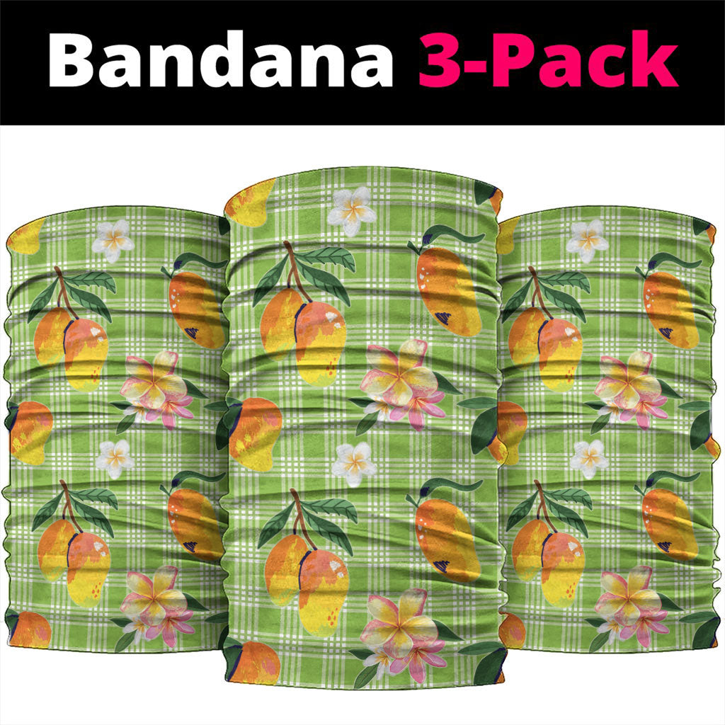 Aloha Hawaii Palaka Print Mango Plumeria Neck Gaiter Cool Mint LT7 package One Size: 25*50cm Mint - Polynesian Pride