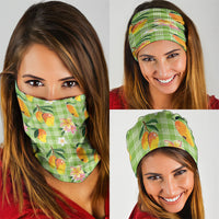 Aloha Hawaii Palaka Print Mango Plumeria Neck Gaiter Cool Mint LT7 - Polynesian Pride