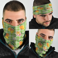 Aloha Hawaii Palaka Print Mango Plumeria Neck Gaiter Cool Mint LT7 - Polynesian Pride
