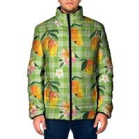 Aloha Hawaii Palaka Print Mango Plumeria Padded Jacket Cool Mint LT7 Men Mint - Polynesian Pride