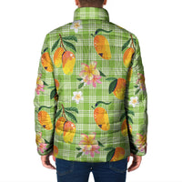 Aloha Hawaii Palaka Print Mango Plumeria Padded Jacket Cool Mint LT7 - Polynesian Pride