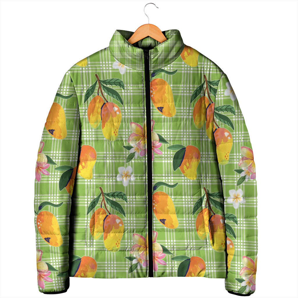 Aloha Hawaii Palaka Print Mango Plumeria Padded Jacket Cool Mint LT7 - Polynesian Pride