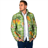 Aloha Hawaii Palaka Print Mango Plumeria Padded Jacket Cool Mint LT7 - Polynesian Pride