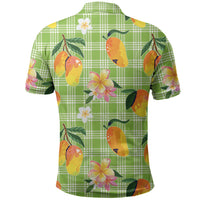 Aloha Hawaii Palaka Print Mango Plumeria Polo Shirt Cool Mint LT7 - Polynesian Pride