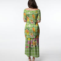 Aloha Hawaii Palaka Print Mango Plumeria Puletasi Cool Mint LT7 - Polynesian Pride
