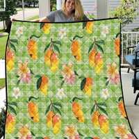 Aloha Hawaii Palaka Print Mango Plumeria Quilt Cool Mint LT7 Mint - Polynesian Pride