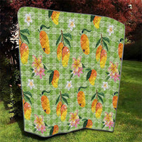 Aloha Hawaii Palaka Print Mango Plumeria Quilt Cool Mint LT7 - Polynesian Pride