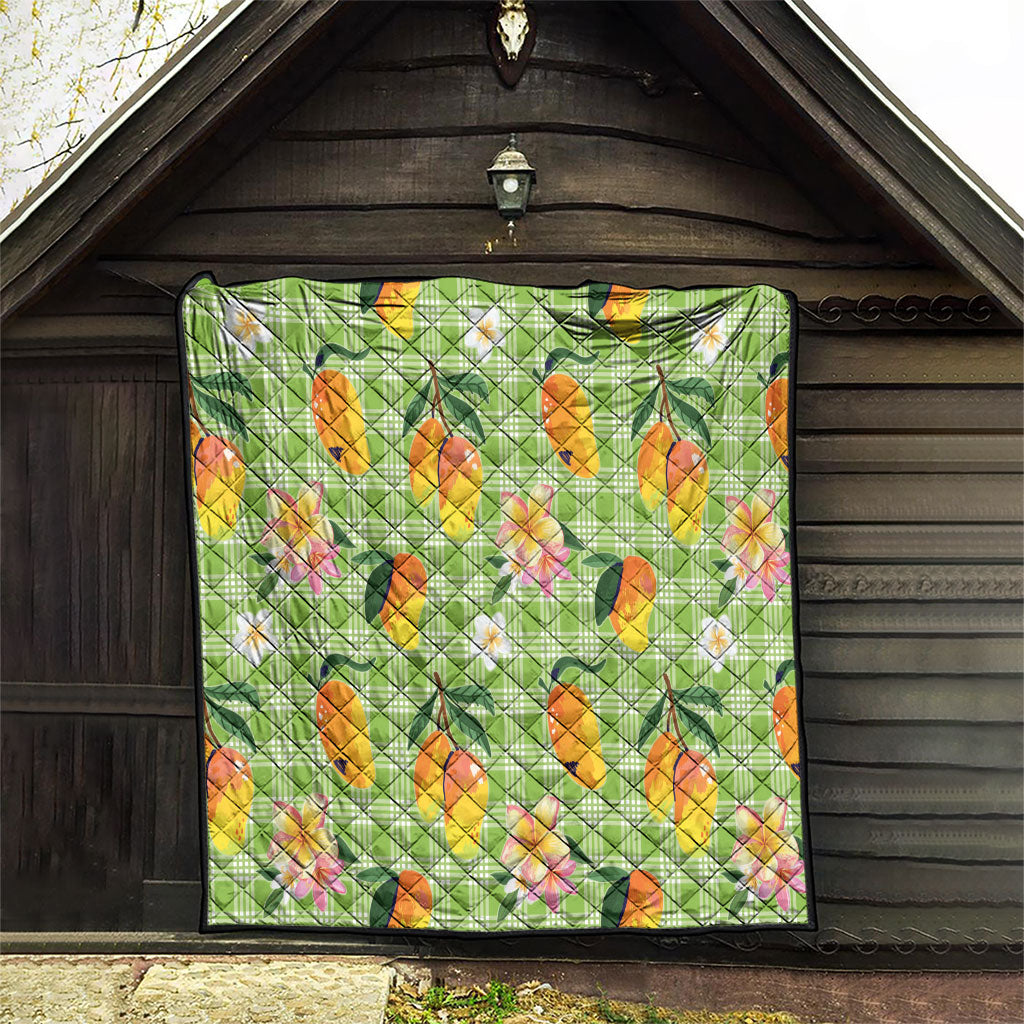 Aloha Hawaii Palaka Print Mango Plumeria Quilt Cool Mint LT7 - Polynesian Pride