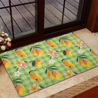 Aloha Hawaii Palaka Print Mango Plumeria Rubber Doormat Cool Mint LT7 - Polynesian Pride