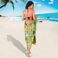 Aloha Hawaii Palaka Print Mango Plumeria Sarong Cool Mint LT7 - Polynesian Pride