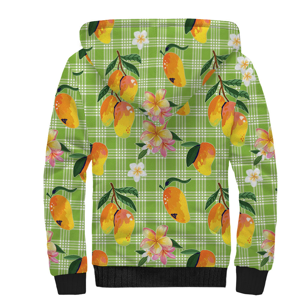 Aloha Hawaii Palaka Print Mango Plumeria Sherpa Hoodie Cool Mint LT7 - Polynesian Pride