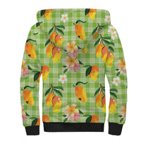 Aloha Hawaii Palaka Print Mango Plumeria Sherpa Hoodie Cool Mint LT7 - Polynesian Pride