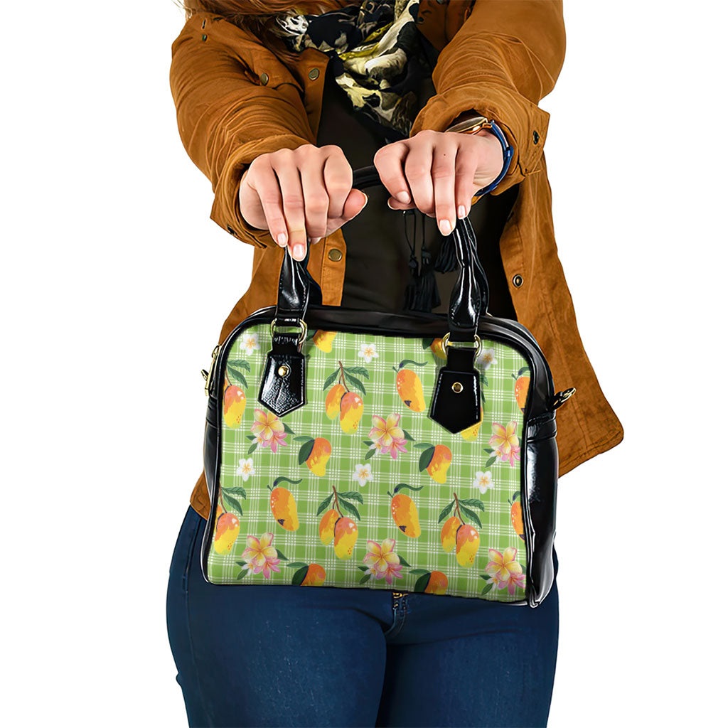 Aloha Hawaii Palaka Print Mango Plumeria Shoulder Handbag Cool Mint LT7 One Size Mint - Polynesian Pride