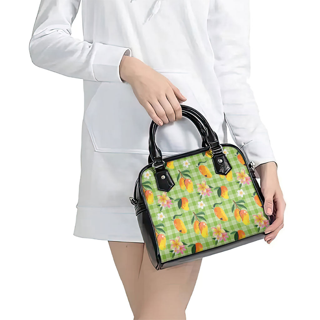 Aloha Hawaii Palaka Print Mango Plumeria Shoulder Handbag Cool Mint LT7 - Polynesian Pride