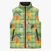 Aloha Hawaii Palaka Print Mango Plumeria Sleeveless Puffer Jacket Cool Mint LT7 Unisex Mint - Polynesian Pride