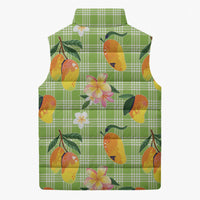 Aloha Hawaii Palaka Print Mango Plumeria Sleeveless Puffer Jacket Cool Mint LT7 - Polynesian Pride