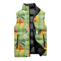 Aloha Hawaii Palaka Print Mango Plumeria Sleeveless Puffer Jacket Cool Mint LT7 - Polynesian Pride