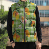 Aloha Hawaii Palaka Print Mango Plumeria Sleeveless Puffer Jacket Cool Mint LT7 - Polynesian Pride