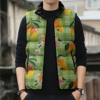Aloha Hawaii Palaka Print Mango Plumeria Sleeveless Puffer Jacket Cool Mint LT7 - Polynesian Pride
