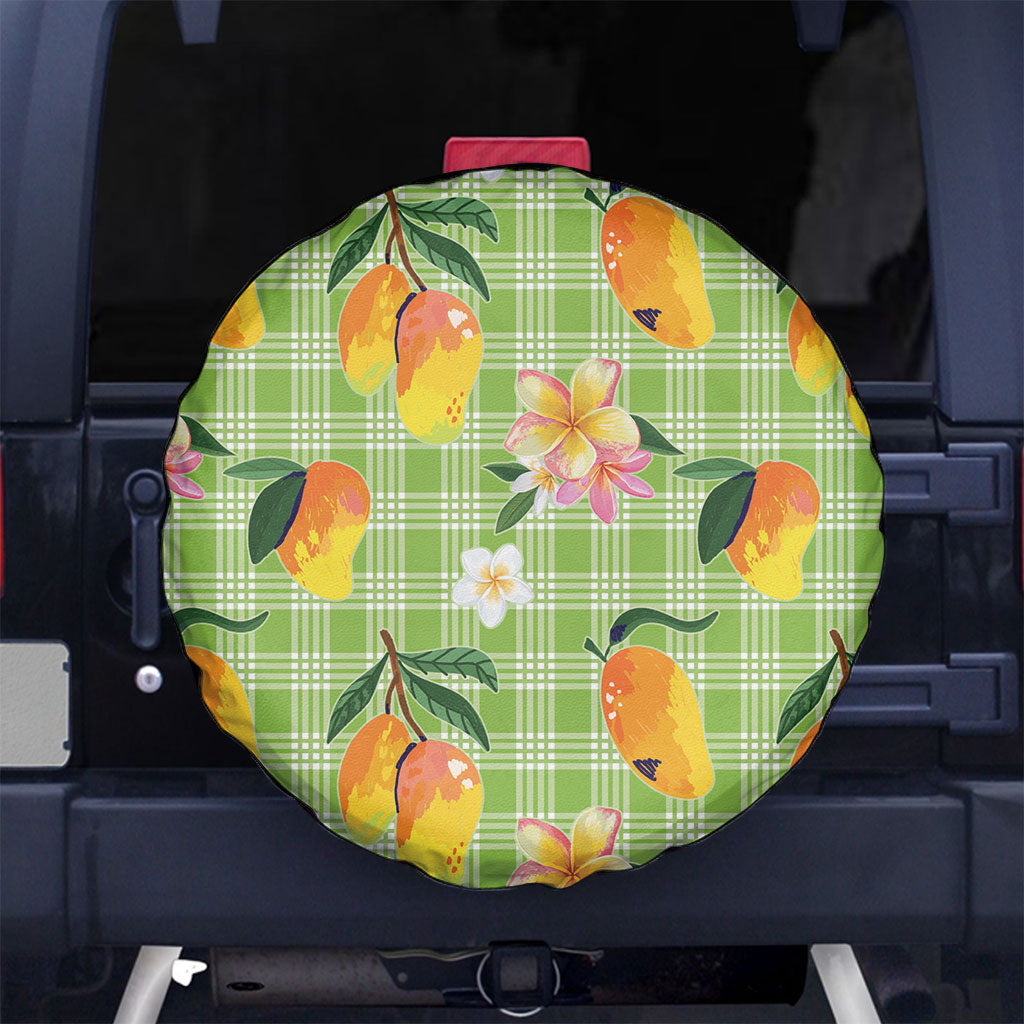 Aloha Hawaii Palaka Print Mango Plumeria Spare Tire Cover Cool Mint LT7 No hole Mint - Polynesian Pride