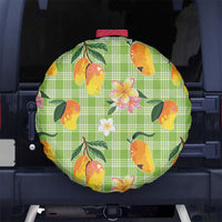 Aloha Hawaii Palaka Print Mango Plumeria Spare Tire Cover Cool Mint LT7 No hole Mint - Polynesian Pride